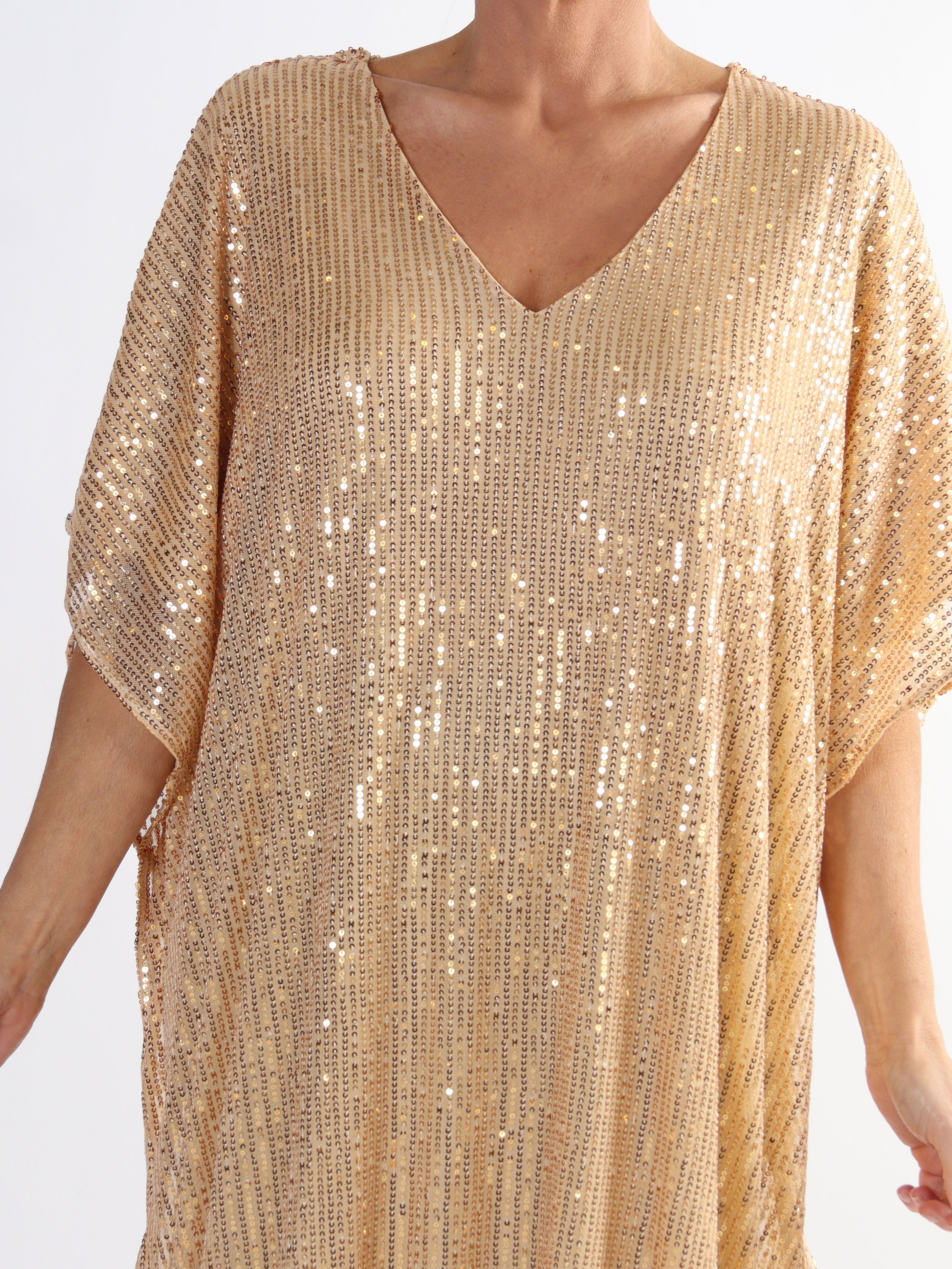 Azmina Long - Lang plus size tunika med pailletter